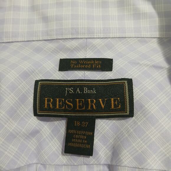 Jos.A.Bank RESERVE No Wrinkles Tailored Fit 18/37 100% Cotton Men's Button-up - Picture 2 of 11